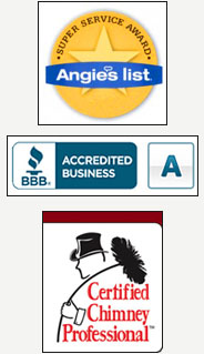Certified chimney sweep Better Business Bureau BBB Angies List Super Service Award