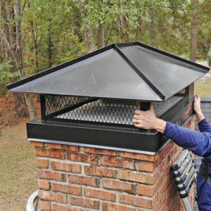 full width chimney cap install in Houston TX